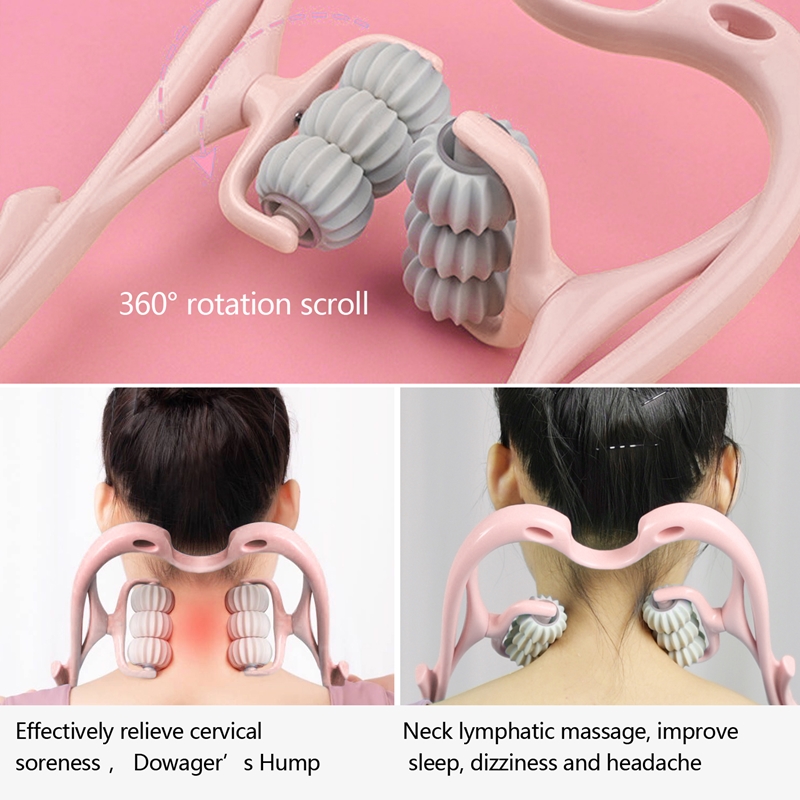 Manual Neck Massager - 6 Wheel Pressure Point Neck Massager for Neck and Shoulder Relief