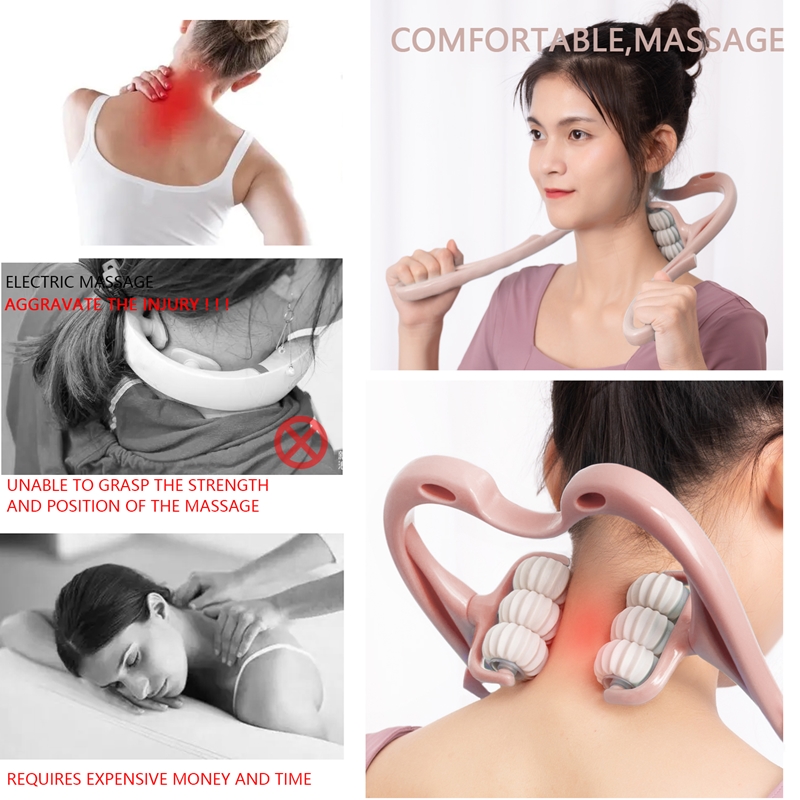 Manual Neck Massager - 6 Wheel Pressure Point Neck Massager for Neck and Shoulder Relief