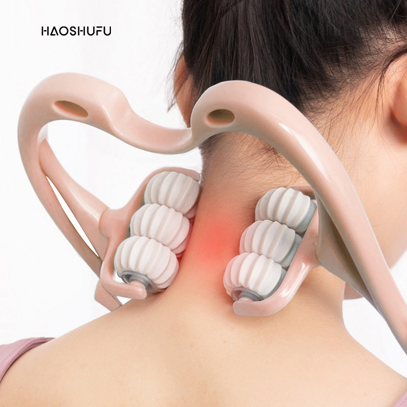 Manual Neck Massager - 6 Wheel Pressure Point Neck Massager for Neck and Shoulder Relief
