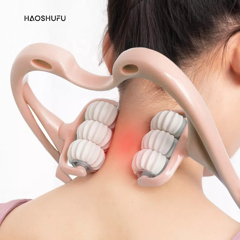 Manual Neck Massager - 6 Wheel Pressure Point Neck Massager for Neck and Shoulder Relief